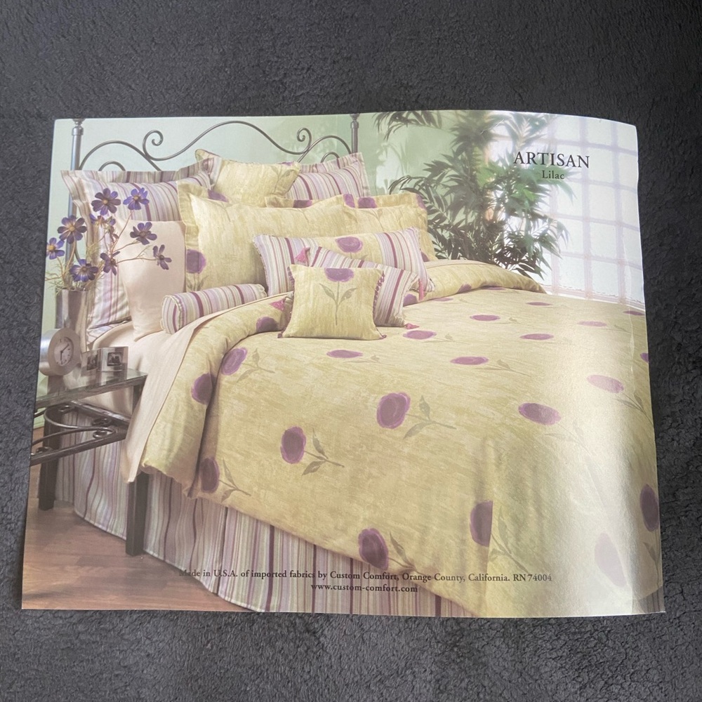 100% Pure brand queen duvet cover. Lime green with purple accents.